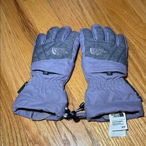 The North Face, Gore Tex, Youth Purple and Gray Gloves